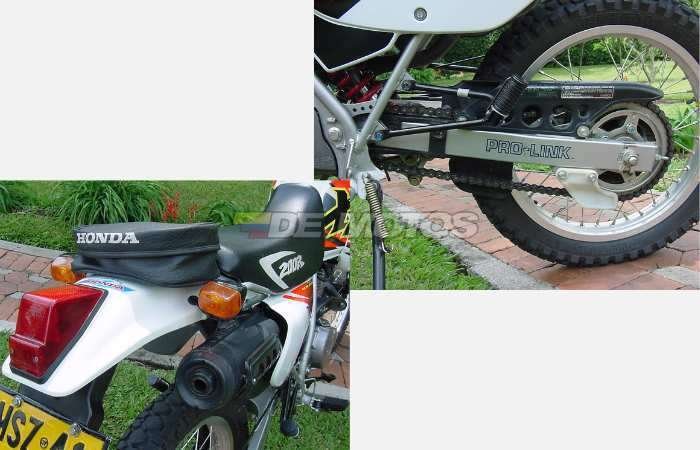 Cadena y asiento del parrillero de la Honda XR 200R