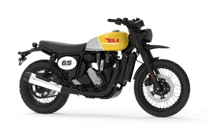 Esta tonalidad amarilla le sienta muy bien a la nueva BSA Scrambler 2025