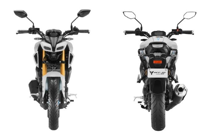 Detalles frontal y posterior de la Yamaha MT-15 Version 2.0