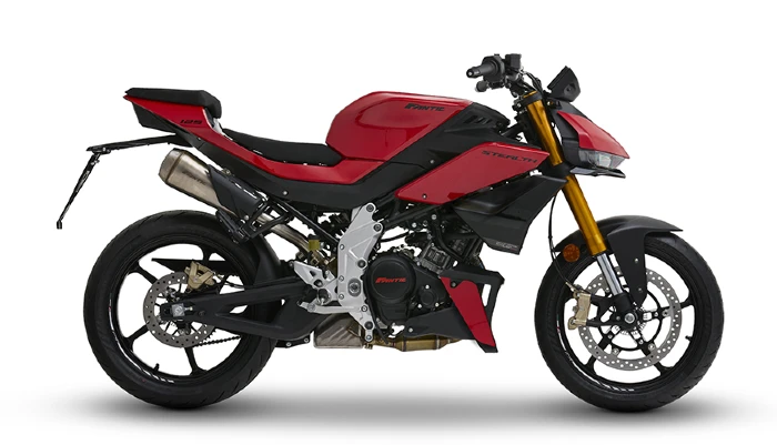 Vista lateral completa de la Fantic Street Stealth 125 en color rojo