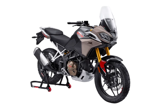 Foto de detalle en el diseño de la nueva TVS Apache RTX 300