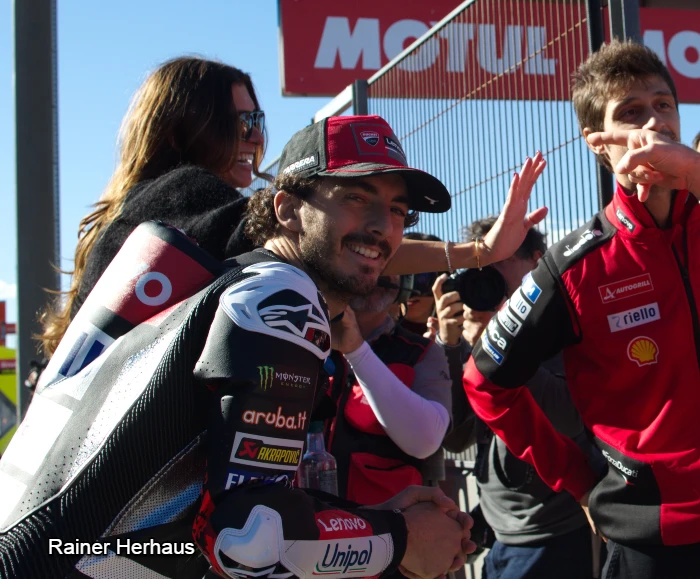 Pecco Bagnaia en Valencia durante el test de motogp