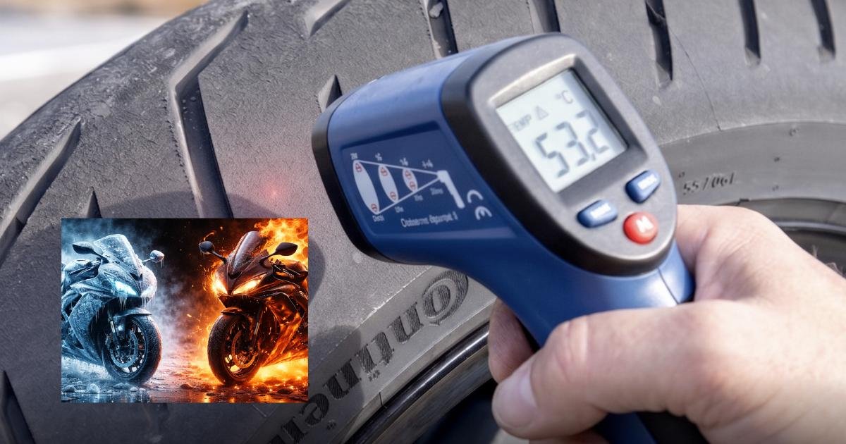 Temperatura de las llantas. Medidor de temperatura en llanta de moto