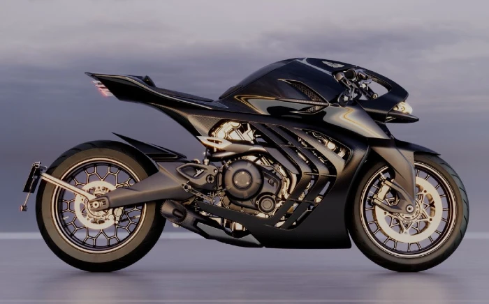 parte ciclo y detalles laterales moto aston martin Sí, estás leyendo bien: una moto Aston Martin para uso en calle 2 Aquí vemos desde el costado la moto Aston Martin para calle