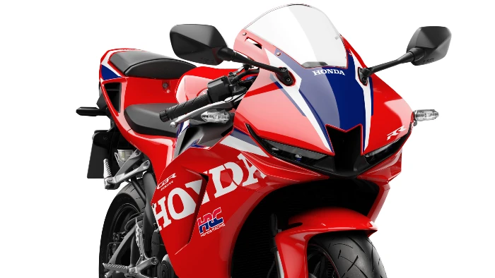 imagen costado frontal honda cbr600rr 2027 roja ¡Regresa una leyenda! Honda CBR600RR 2027: cuatro cilindros y ADN de circuito 1 Frontal de la nueva Honda CBR600RR 2027 en color rojo